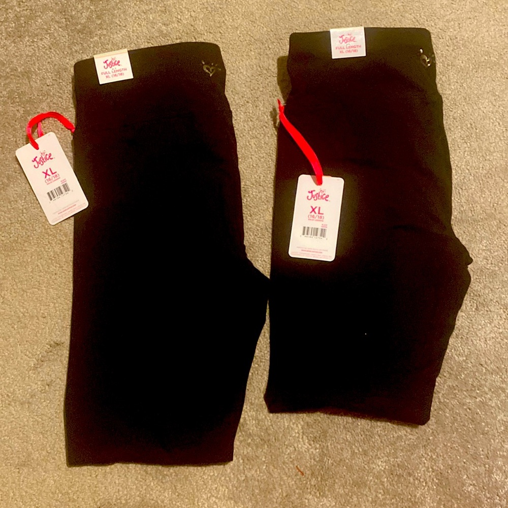 Full length justice girls leggings size 16/18. Never worn.